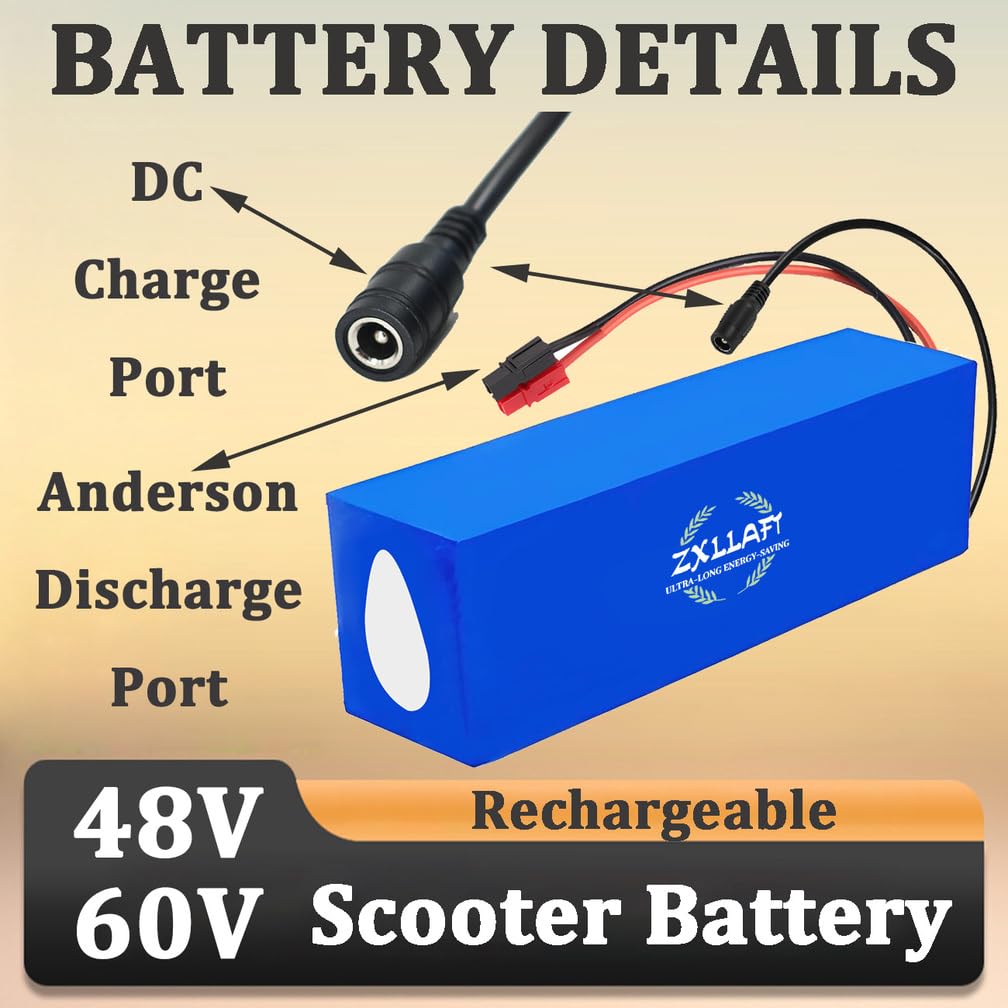 Batería de Litio de 48 V, 10 Ah y 8 Ah Batería Recargable 60 V Baterías para Patinete 48 V Baterías monopatín para Motor 250 W a 600 W con Cargador y BMS,48v8ah Anderson