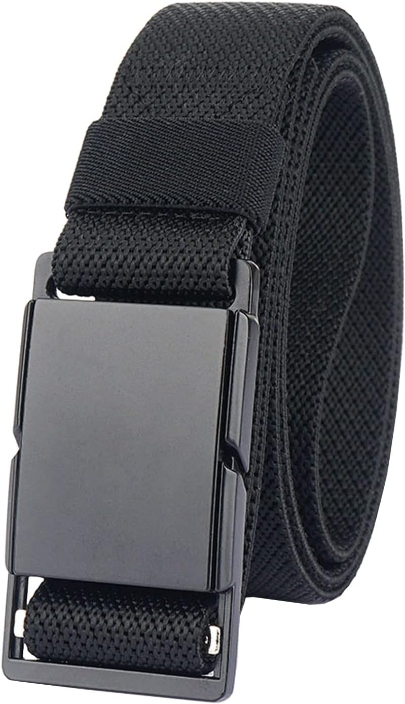 Mens Stretch Belt Quick Release Magnetic Buckle Elastic Webbing Sport Work Golf Belts for Men 1.34inch Wide