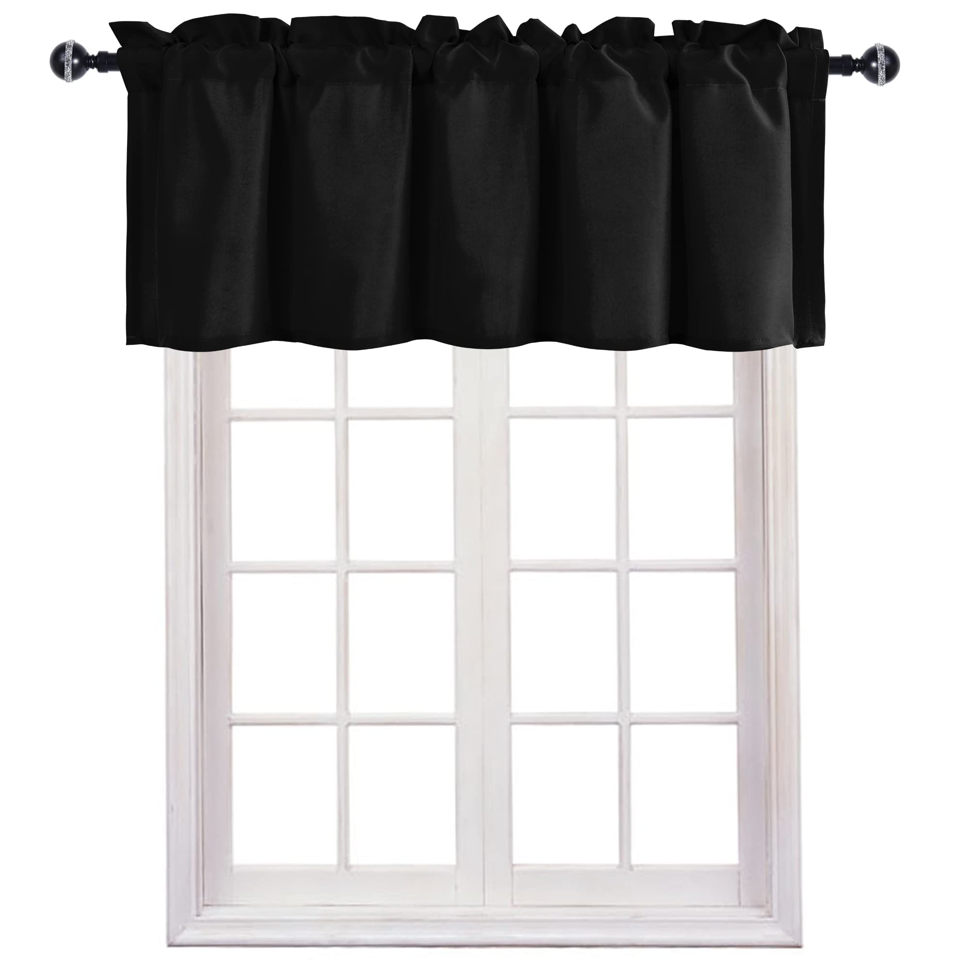 Rideaux de cantonnière isolation thermique JIUZHEN brise-vue noir pour salle de bain