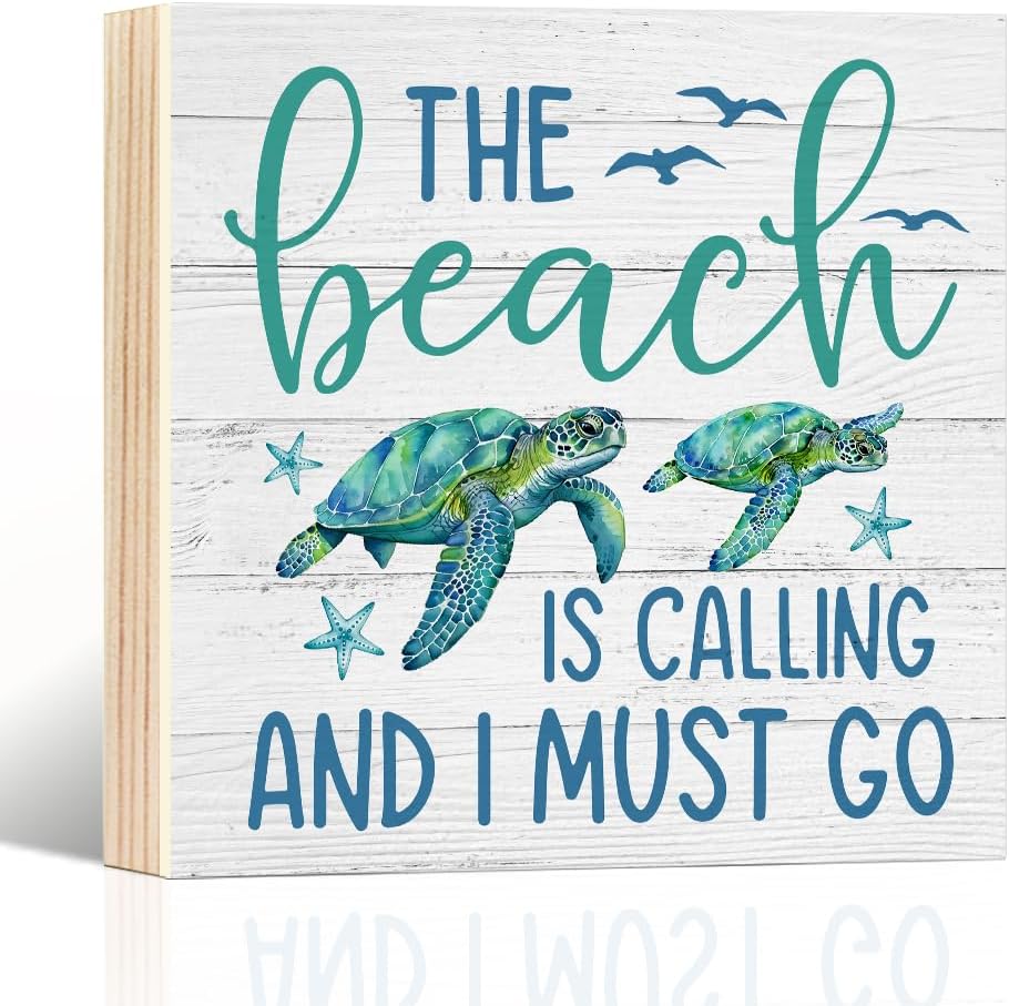 The Beach Is Calling And I Must Go Wooden Box Sign, Beach Decor