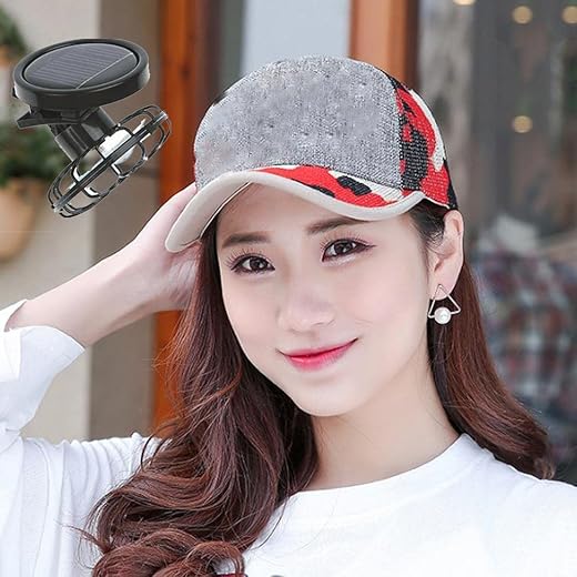 VISTORA Clip on Cap Mini Solar Fan for Outdoor Portable Camp