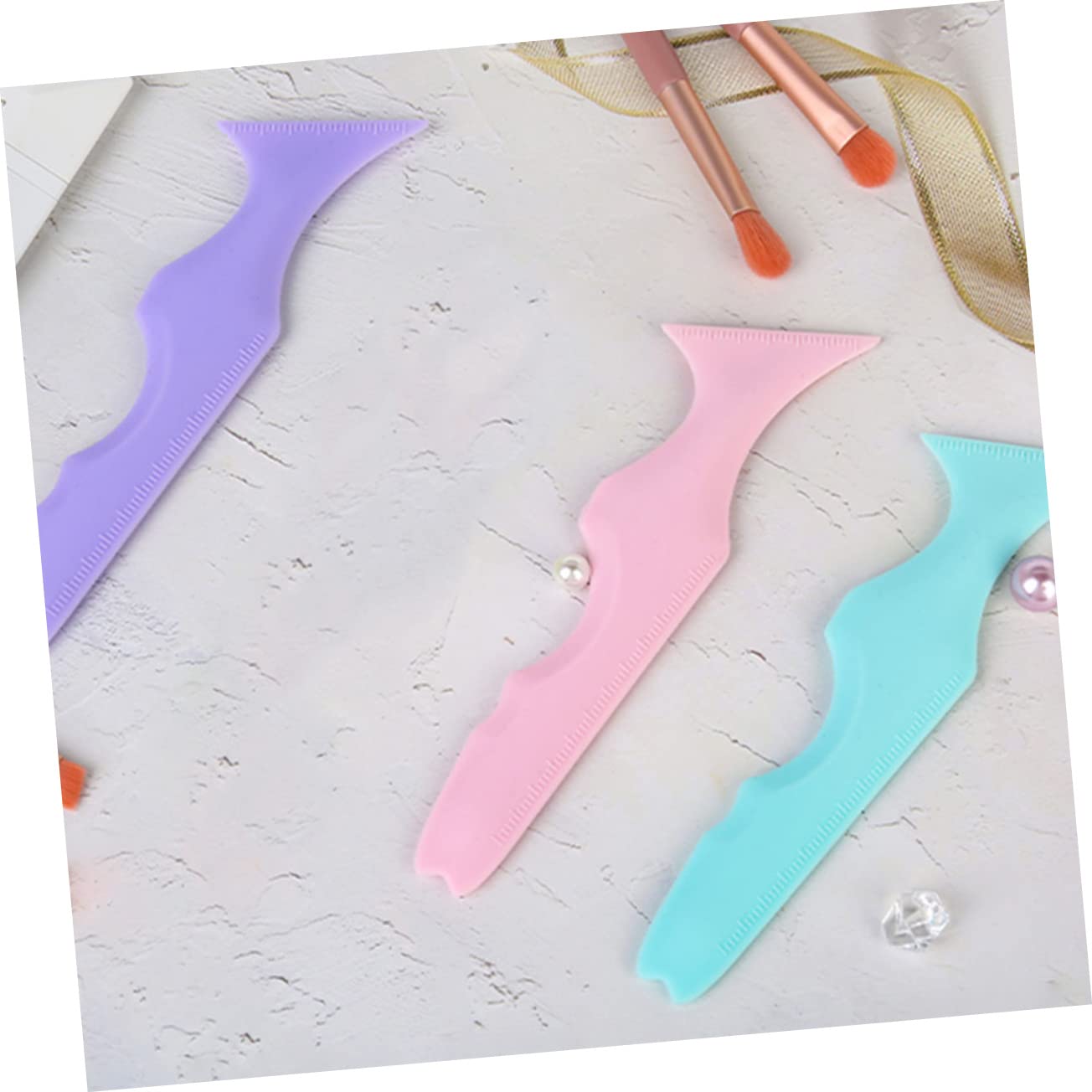 FRCOLOR 6pezzi Stencil Per Eyeliner e Mascara in Silicone Strumento Multifunzionale Per Make up Applicatore Per Portatile e Colori Blu
