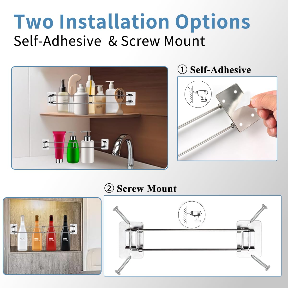 Adorila Eckregal Für Wohnmobile - Verstellbar 17,8-33cm Edelstahl Duschregal