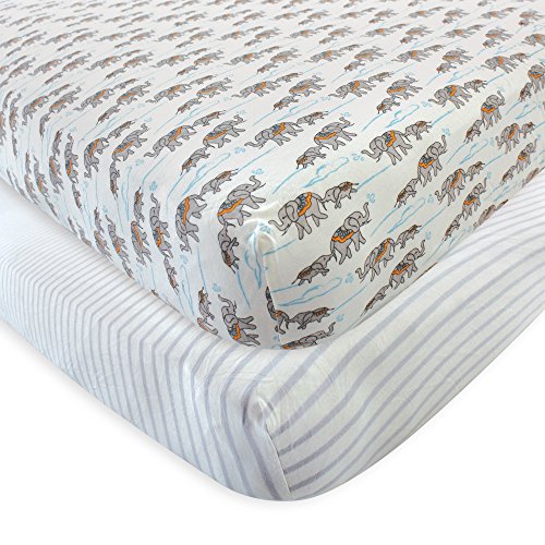 Image of Touched by Nature Unisex Baby and Toddler Organic Cotton Crib Sheet, Elephant, One Size