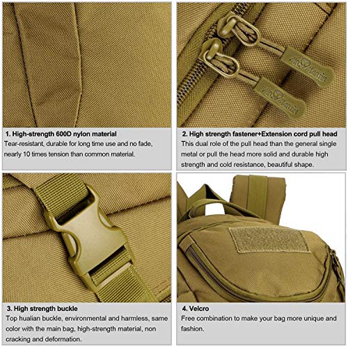 Huntvp® 25 litre tactical rucksack, Molle school bag, military bag, daypack, waterproof, mini adult daypack, sports rucksack, trekking rucksack for outdoor sports, fitness, hiking - Image 8