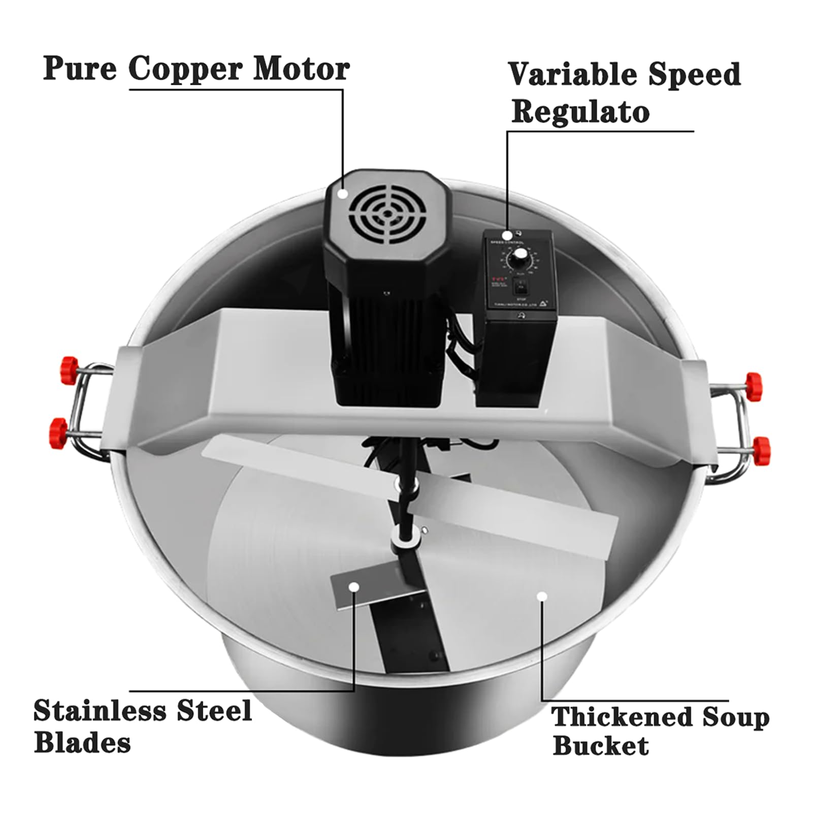Professionele keukenmixer, 140 liter automatische mixer met 4-bladige roer- en spatel voor het bereiden van jam, sauzen, vullingen, soep en kruiden. Een robuust (size_name 40L)