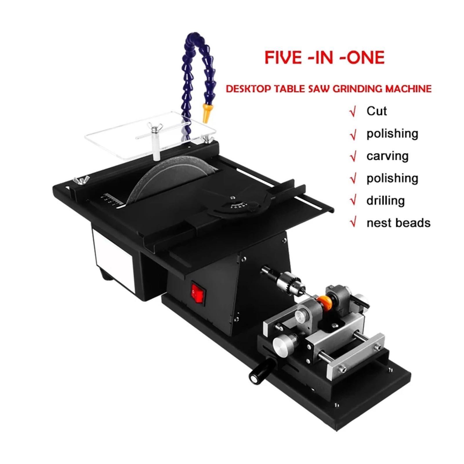 Sierra de mesa portátil Mini Sierra De Mesa Multifunción 1850 W, For Amolar Y Cortar Jadeíta, Todo En Uno, Herramienta Pulir Tallar, para muebles de bricolaje, carpintería(Set meal 1)