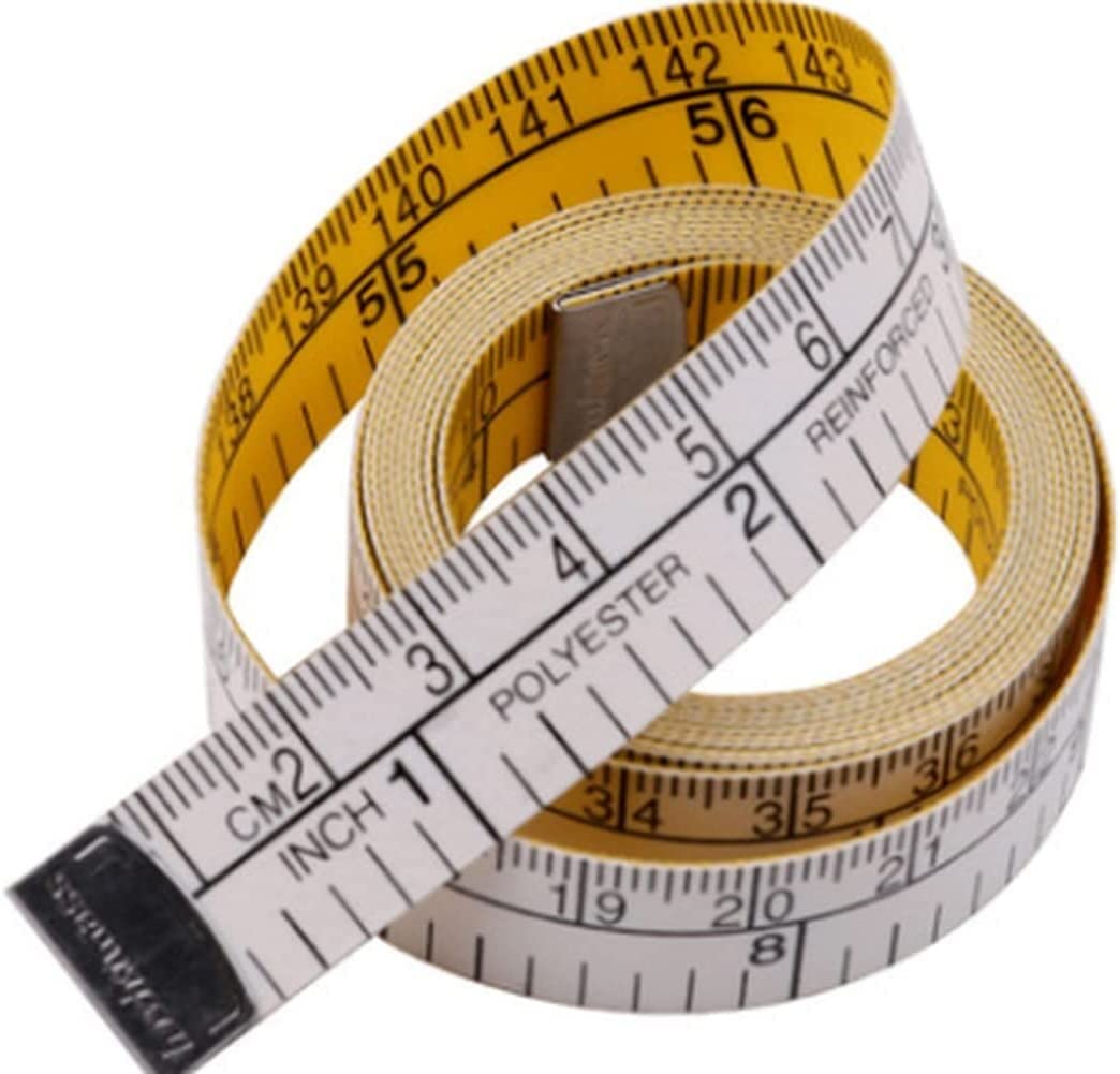 Ruban à mesurer double faceRuban à mesurer en pouces jaune et blanc Règle de vêtement de 1,5 m 3 m Règle de tailleur Règle de couture en pouces Petit ruban à mesurer Règle souple Agréable et attrayant