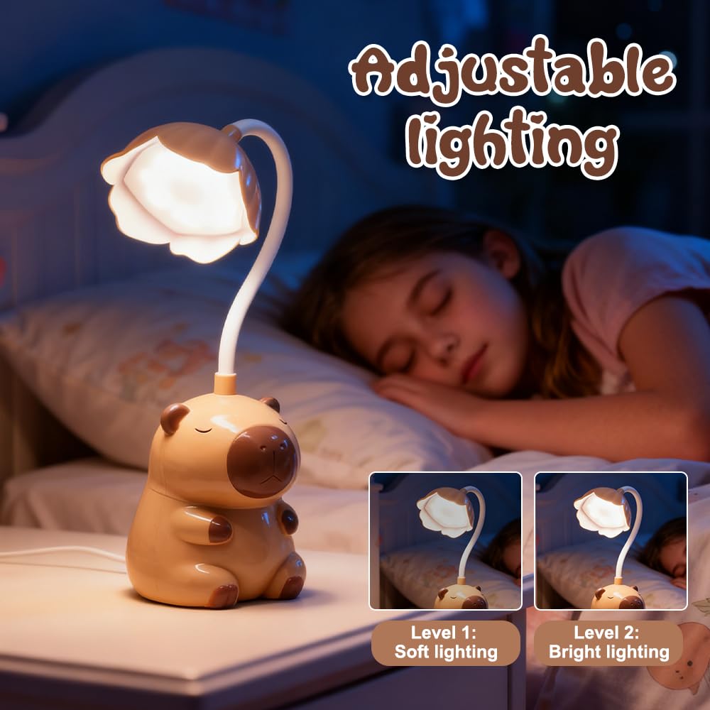 WDKXCN Bureaulamp voor kinderen, 2-in-1 draagbare capibara-lamp