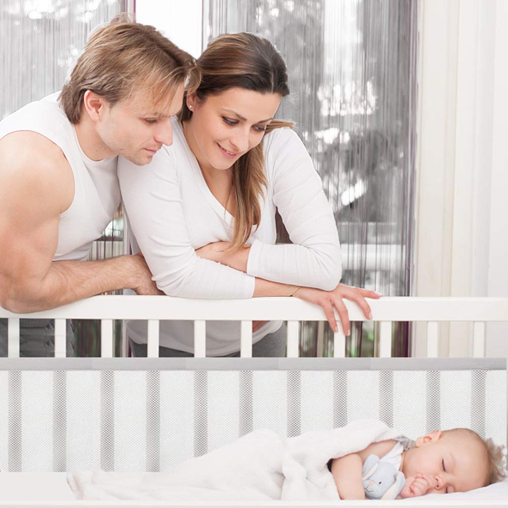 YeahBoom Babybett Leitplanke, Bettumrandung Nestchen, Atmungsaktiv Kinderbett Stoßstange, Atmungsaktive Bettumrandung, Rausfallschutz für Babybetts, Kantenschutz Baby Babybett, Mesh Babybetts