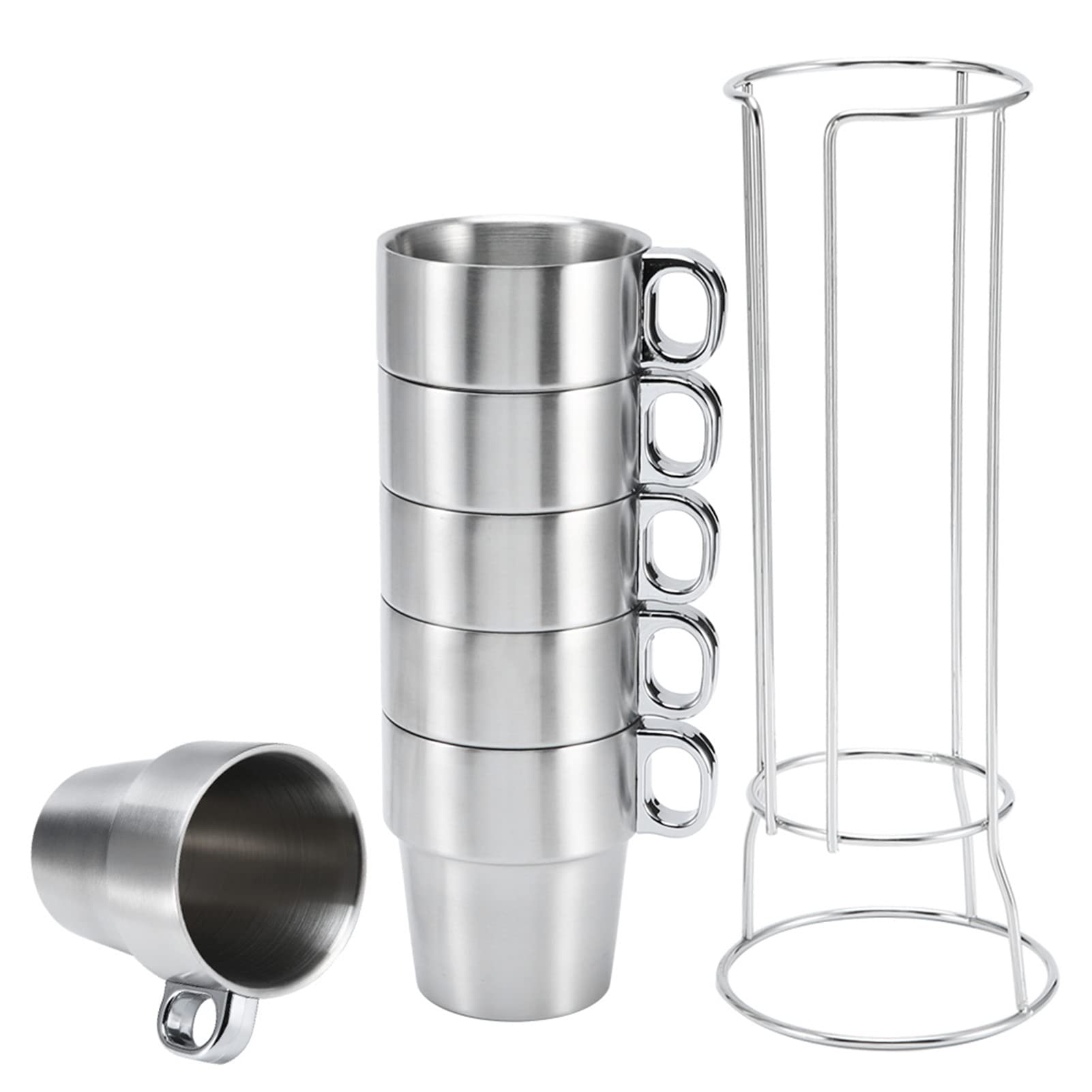 Edelstahl Kaffeebecher Set, Doppelwandig, 6 Stück