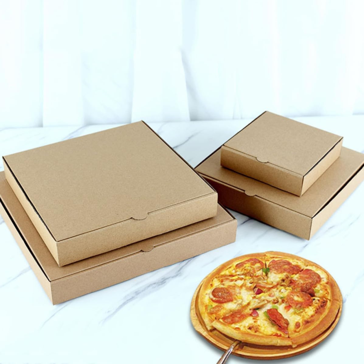 15 Stück Pizzakartons aus Wellpappe 23cm Durchmesser Robuste Tragbare Pizza Verpackungskartons für Pizzageschäfte und Cafés 9 Zoll Dicke Pizzaboxen