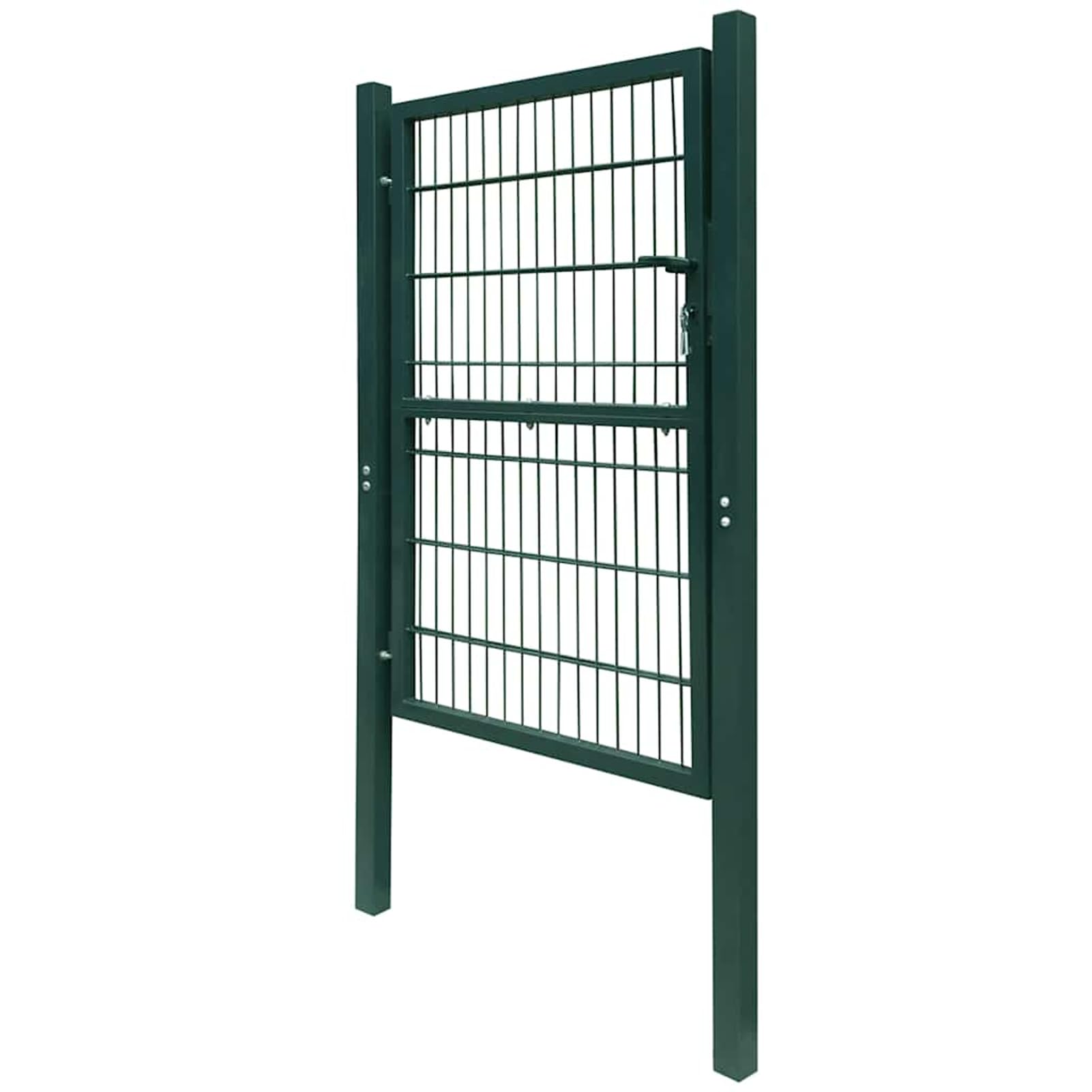 Brama ogrodowa 2D pojedyncza metalowa brama zielona, 100 x 120 cm, stal malowana proszkowo, zapewnia bezpieczne wejście na działkę