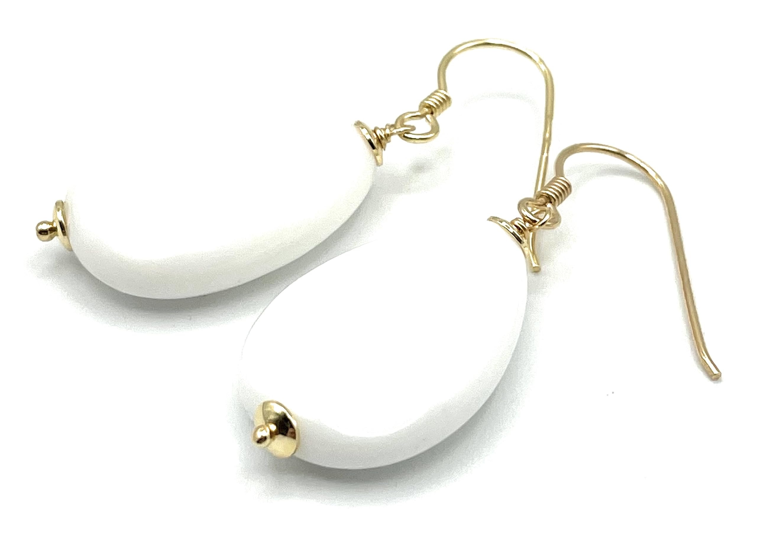 Pendientes de Agata Blanca, Vermeil 24 K, Made in Italy, Joyas Artesanales de Piedras Naturales, Regalo para Mujeres