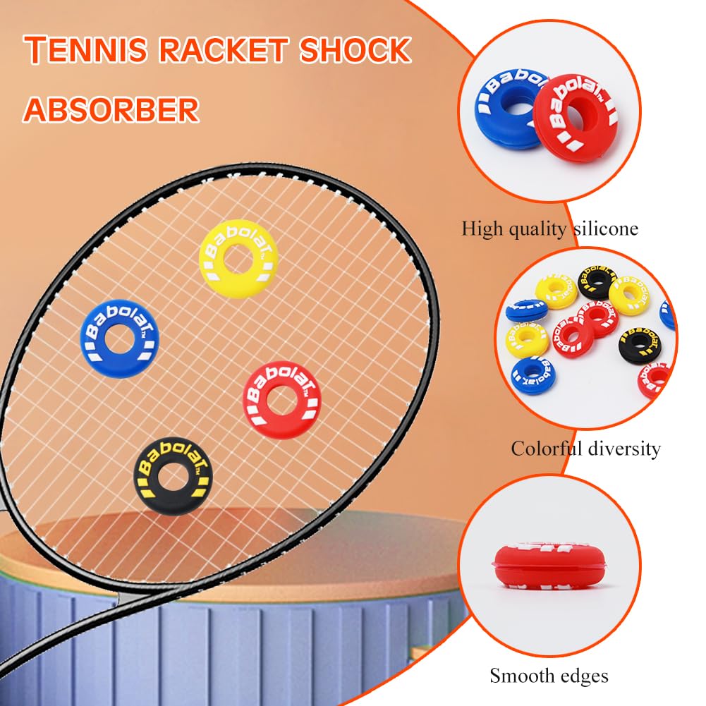 Ammortizzatori Per Racchetta Tennis - 12 Pezzi Con Lettere, Silicone, Multicolore - Foto 4