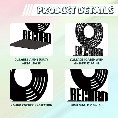 Miniatura 3 de Peacoblue Sujetalibros de metal para estantes, modernos tapones decorativos resistentes para libros de estudio, para oficina, escritorio, estante,