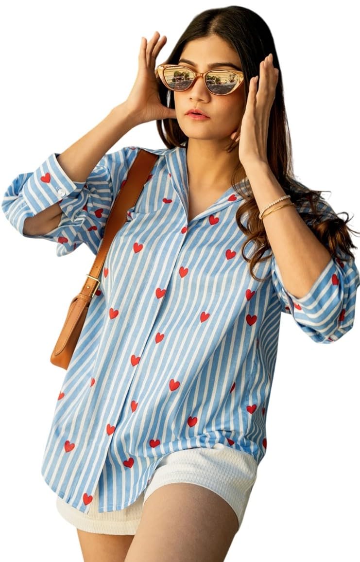 adbucks Women Linen Button Down Shirts Dressy Floral Printed Long Sleeve Blouse Business Casual Work Tops II Shirts II Oversized Shirt-picture-19