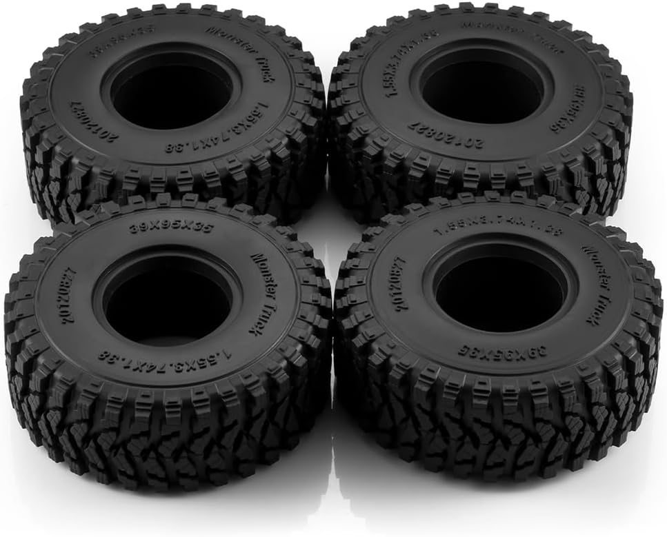 RCLIONS 1.55inch Rubber Wheel Tires Mud Terrain Tyres with Foam Insert for AXIAL AX90069 MST JIMNY UTB18 RC Crawler Trail Truck Car Upgrade Parts