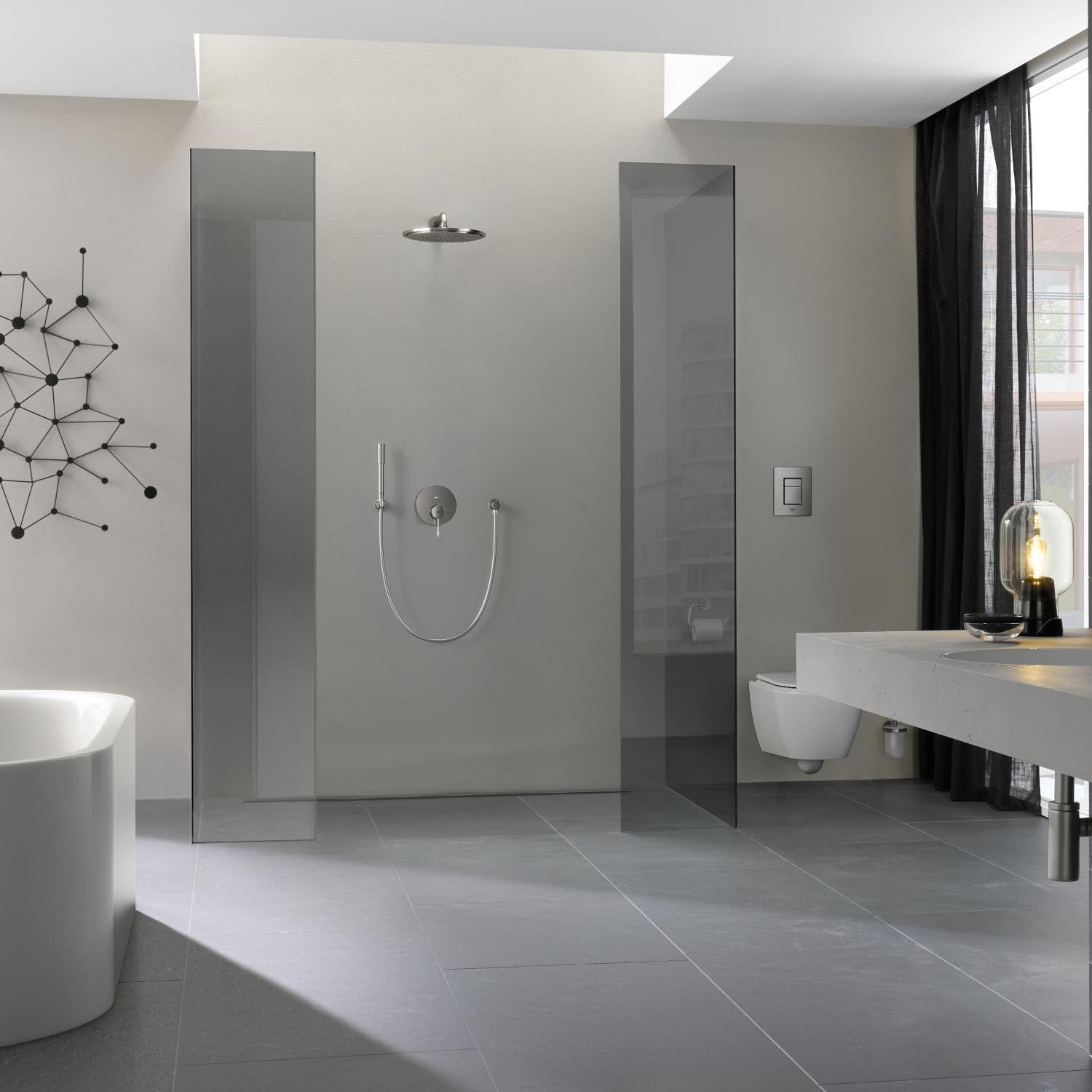 GROHE Essence - Grifo de bañera para 2 salidas (Grifería de baño con inversor automático: bañera/ducha, mezclador monomando con acabado duradero), cromo, 24058001