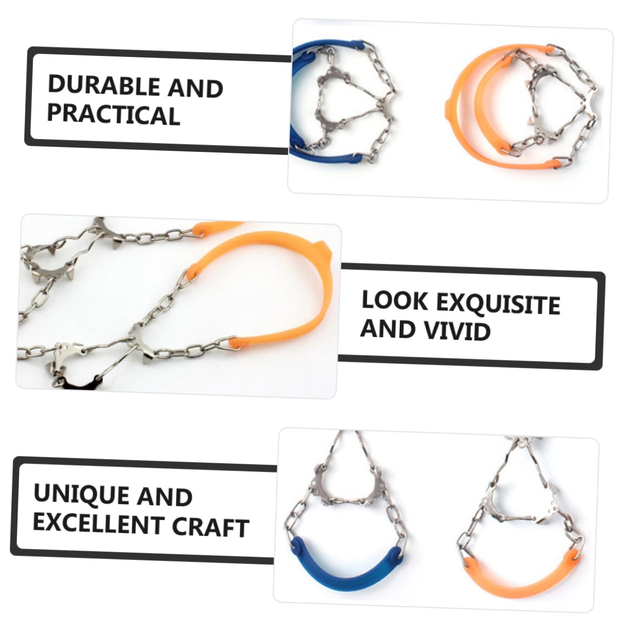 Homoyoyo 2pcs Ice Crampons for Shoes Lightweight - Traction Cleats Spikes Portable Chains for Hiking Mountaineering and Walking Snowy Conditions Unisex Footwear Accessories