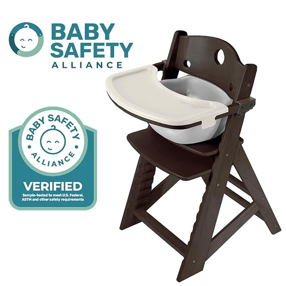 Keekaroo Height RightTM High Chair with Infant Insert & Tray, Espresso/Aqua (0051424KR-0001)