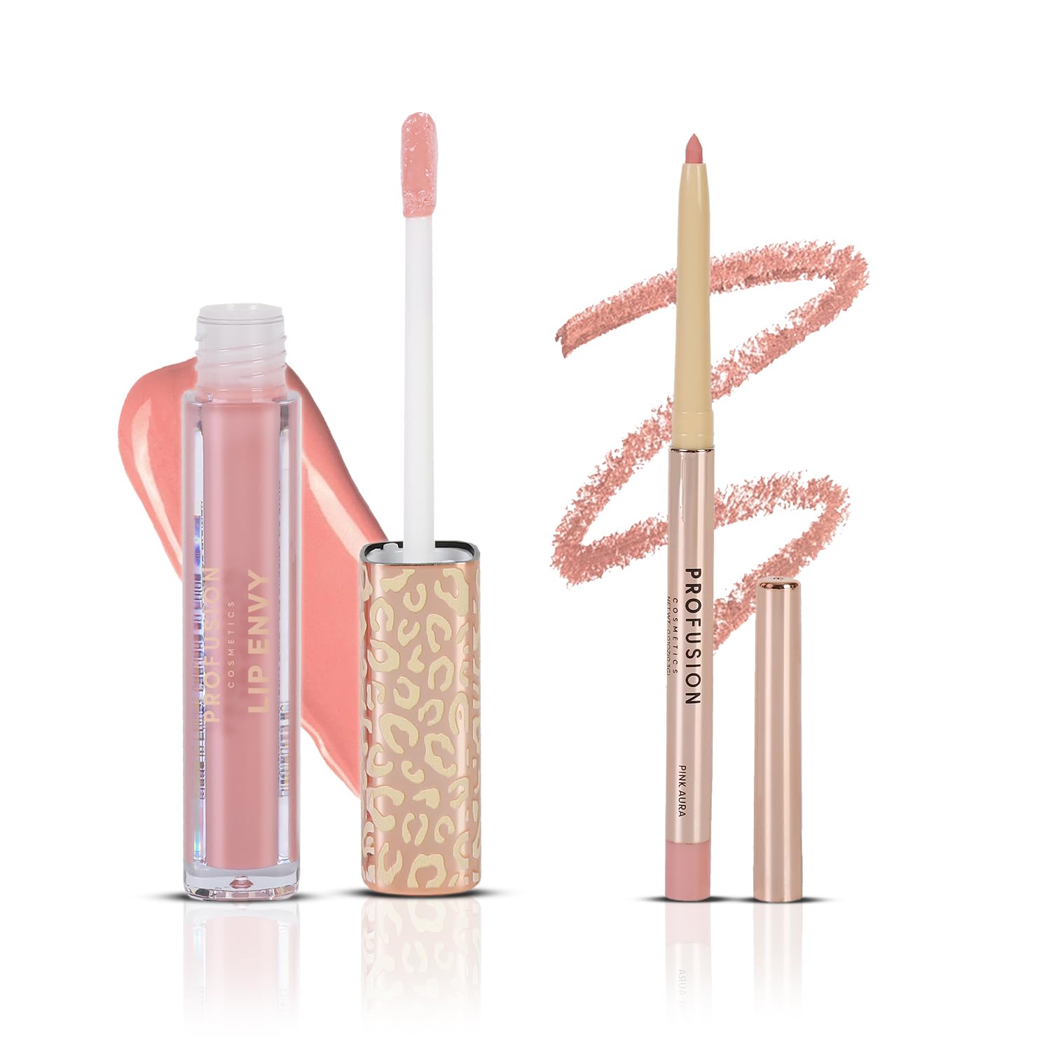 Profusion Cosmetics Lip Envy - Pink Aura Lip Gloss & Liner Set, Smooth Application, Rich Pigment, Lightweight Feel, Vegan-Friendly and Non-Sticky