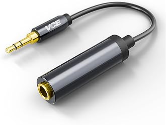 VCELINK VCE Headphone Adapter 3.5mm Male to 6.35mm Female Audio Jack Adapter Converter 20cm, 1 Pack