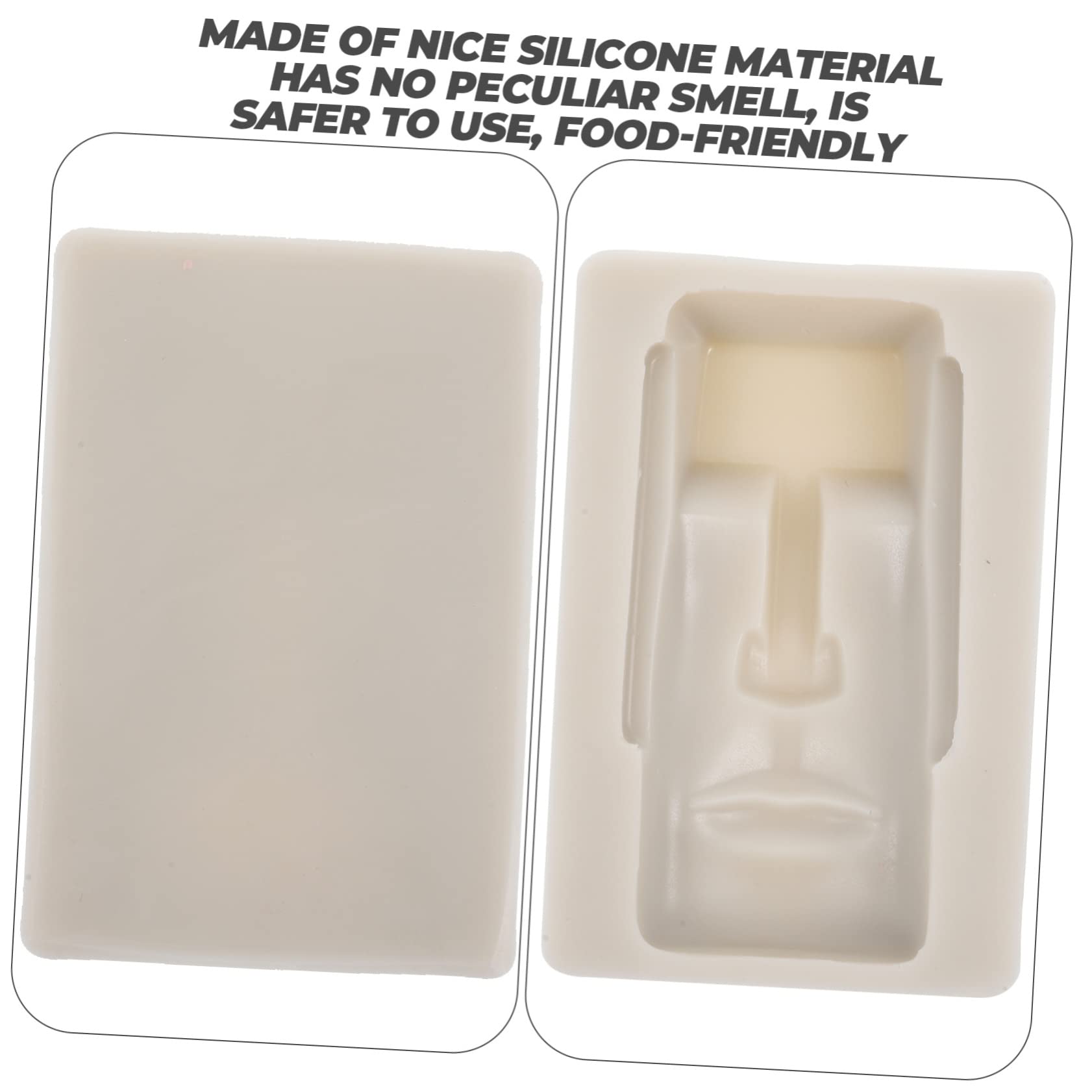 PRETYZOOM 4pièces Moule à Chocolat Silicone Forme Moai Moule à Fondant Décoratif Matériau Alimentaire Anti-adhésif Facile à Démouler Pour Gâteaux Et Biscuits