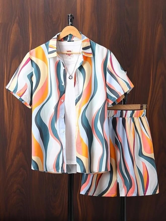 STAR Men Printed Multicolor Night Suit Set ()_BZ_RAINBOW NIGHT SUIT (M)-image-0