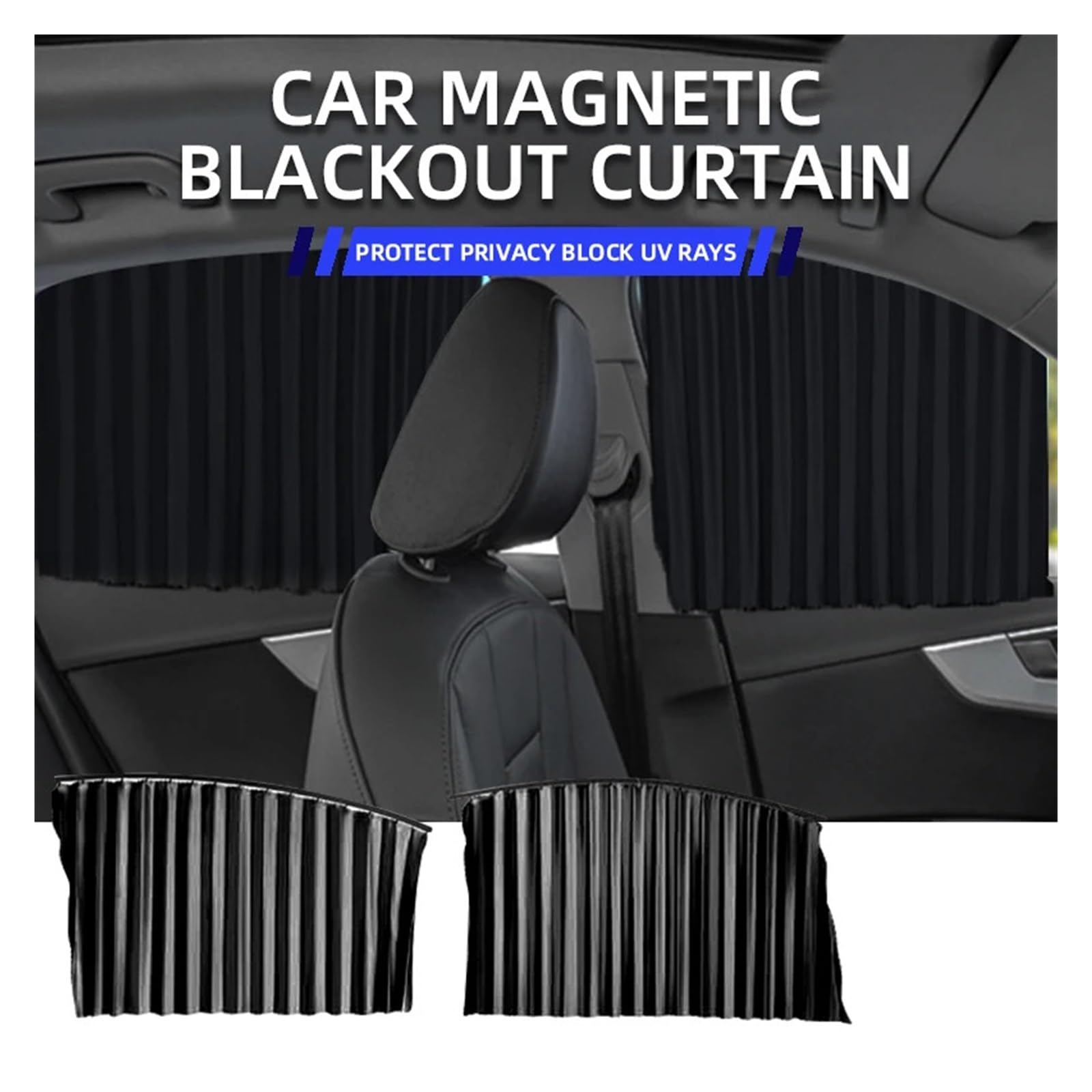 Rideau Voiture Lot de 4 Pare-Soleil magnétiques for vitres Avant, arrière et latérales Voiture - Protection Solaire intimité Accessoires Automobiles
