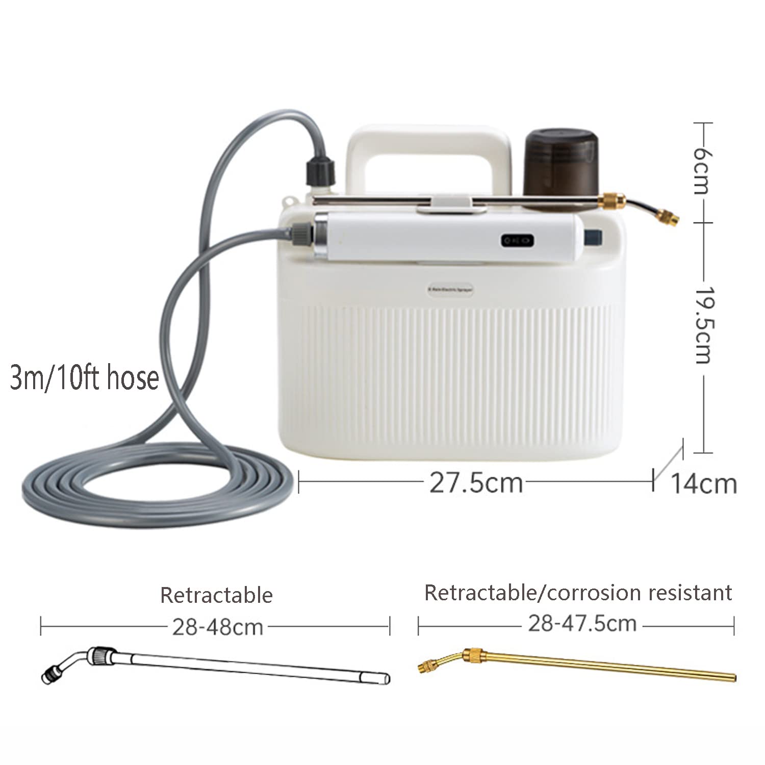 Pulvérisateur électrique 5L pour Plantes Pulvérisation d’arrosage Baguette télescopique Pulvérisateur de Jardin Portable avec 2 Buses et pulvérisateur Polyvalent à Tuyau 3M