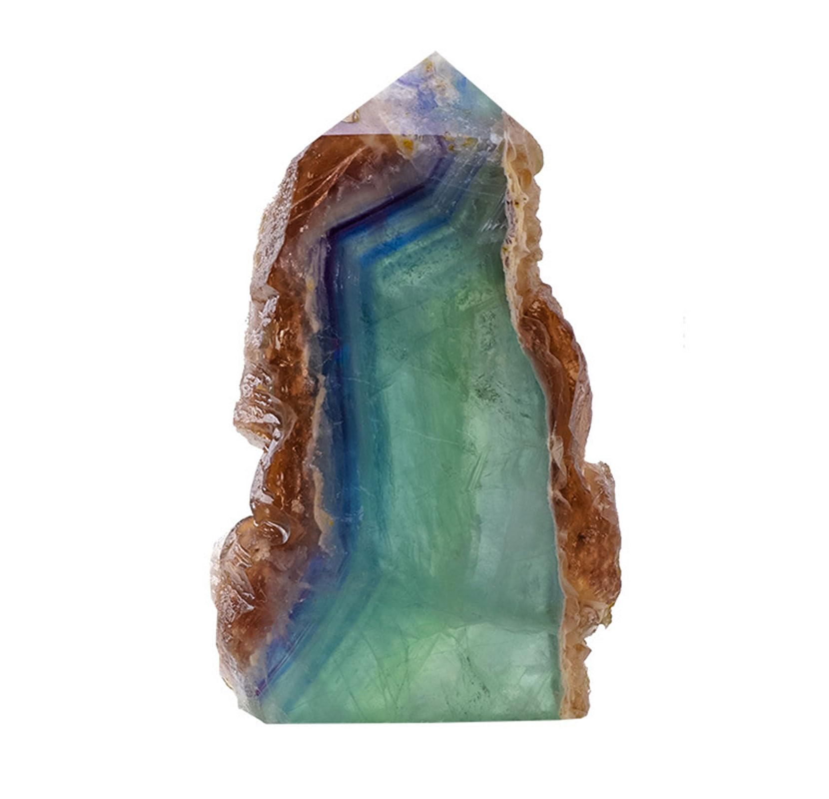 ITCLEYMDZV Green Fluorite Single-Pointed Crystal Tower Column Ornaments Raw Stone for Home Office Decoration,200~300g