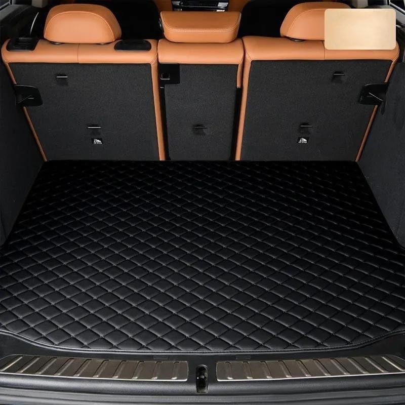 Cuero Alfombrillas Maletero Estera De Maletero Coche Cuero Diamante Personalizada, Resistente Al Agua Todos Los Modelos Inteligentes para Fortwo para Forfour Estera Maletero Impermeable(Todo Negro)