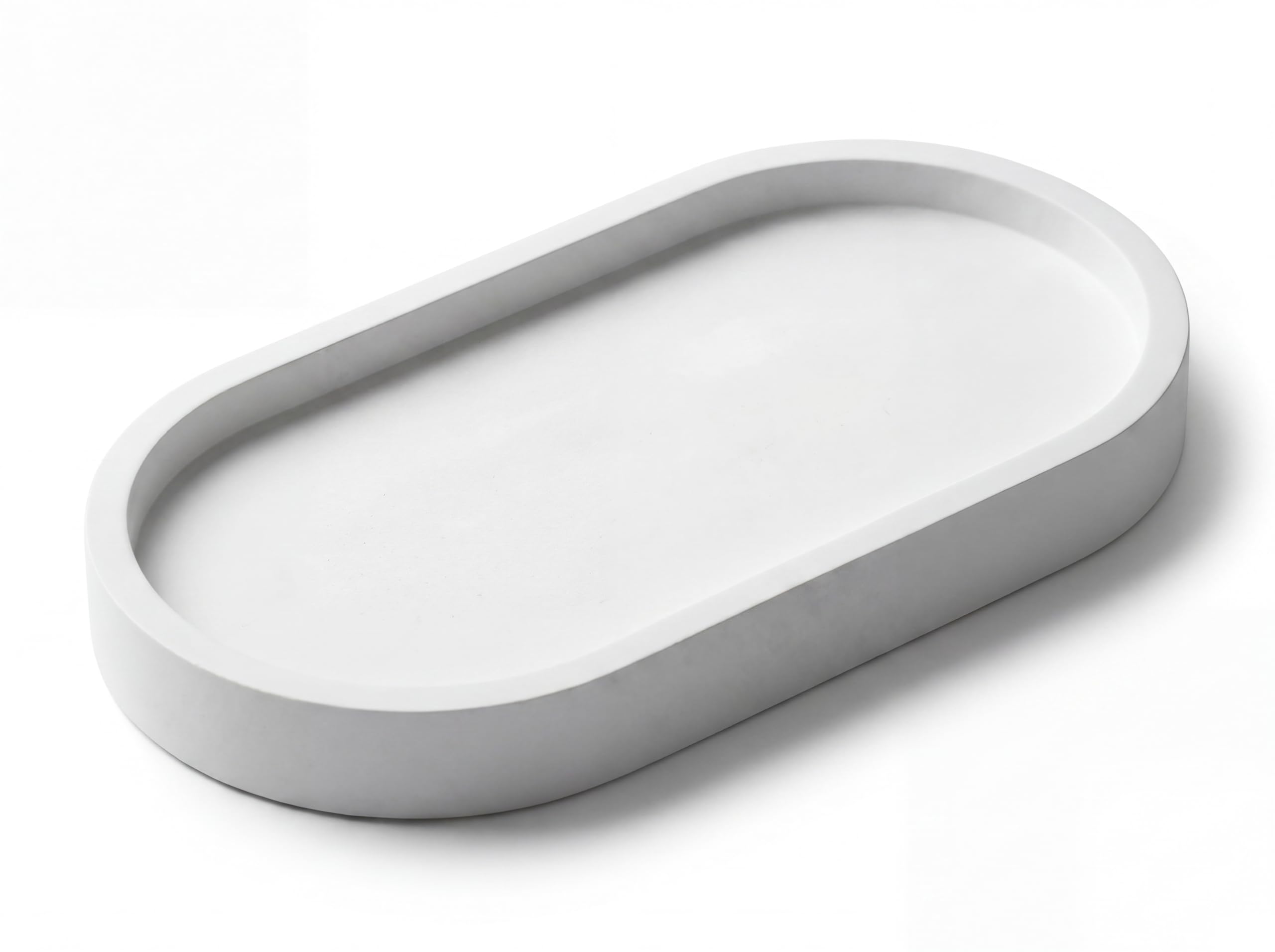 FARAMIR STORE Handcrafted White Oval Tray for Bathroom & Home Decor