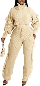 Amazon.com: Ecirod Womens 2 Piece Outfits Fringe Sweater