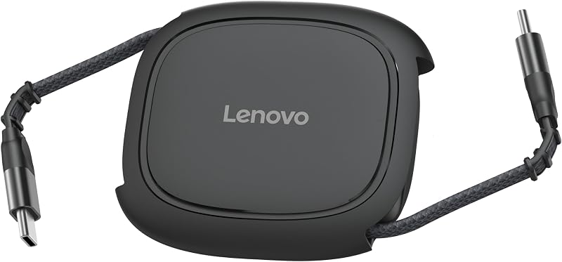 Lenovo Cable retráctil USB-C de 240 W, PD de carga rápida USB-C a USB-C, diseño retráctil inteligente, 1,2 m, transferencia de datos de 480 Mbps, cable de carga portátil compacto para laptop, tablet