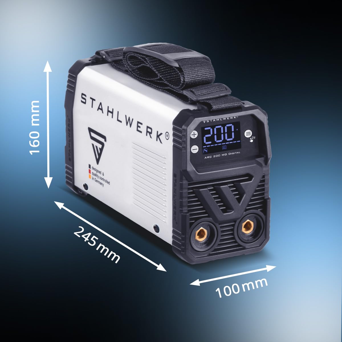 STAHLWERK Soldadora de electrodos ARC 200 MD Digital – Equipo completo con carro – Máquina de soldar MMA/Electrodo & Lift-TIG (DC) hasta 200 A, uso flexible sin gas, ARC-Force, Hotstart, Anti-Stick | MMA (E-Hand) & Lift-TIG (DC) hasta 200 A, flexible sin