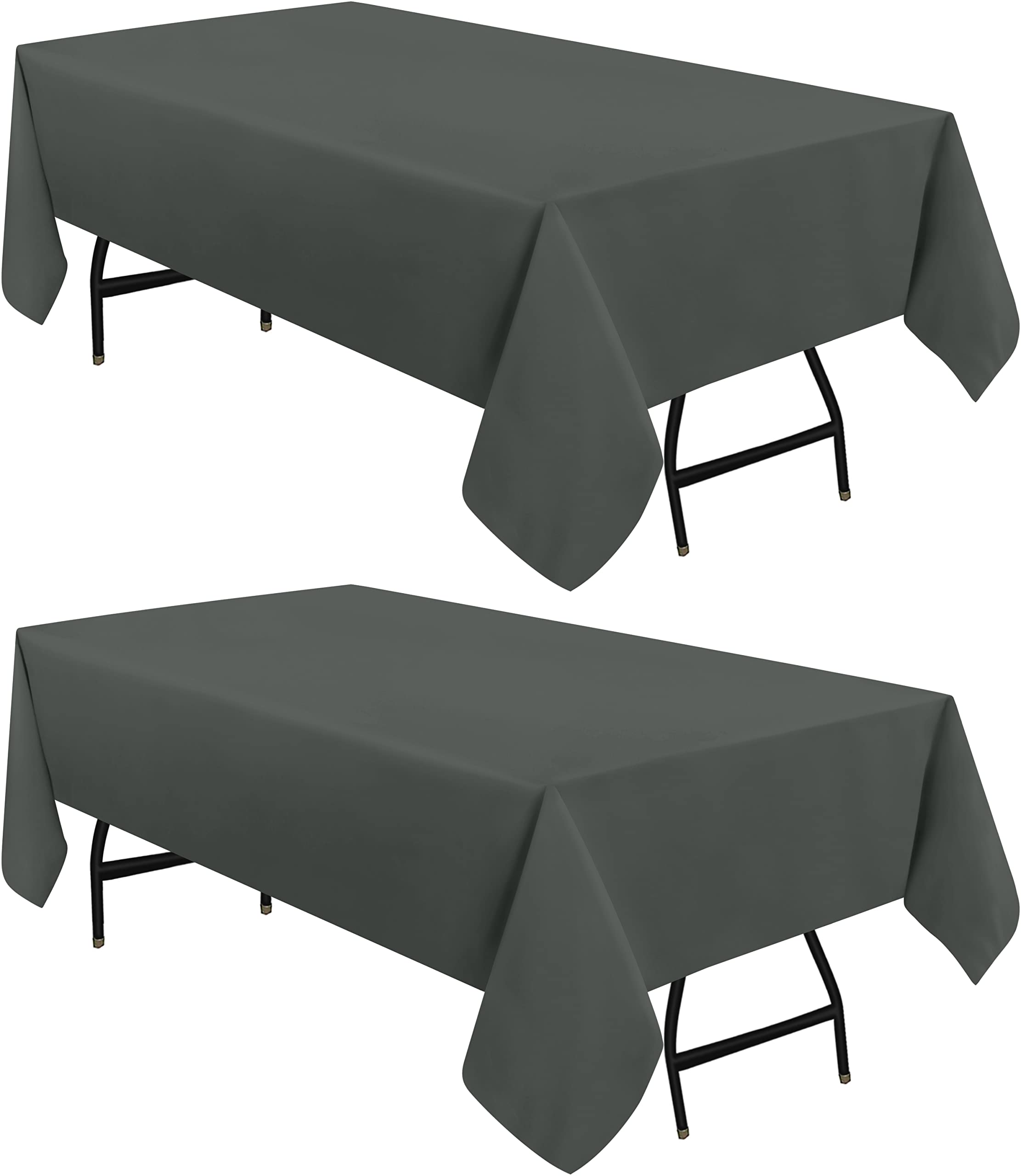 Utopia Kitchen Mantel de Poliéster 132 x 218 cm (Pack de 2, Gris) Cubierta de Mesa Lavable a Máquina Ideal para Fiestas, Eventos, Bodas y Restaurantes (52 x 86 Pulgadas)