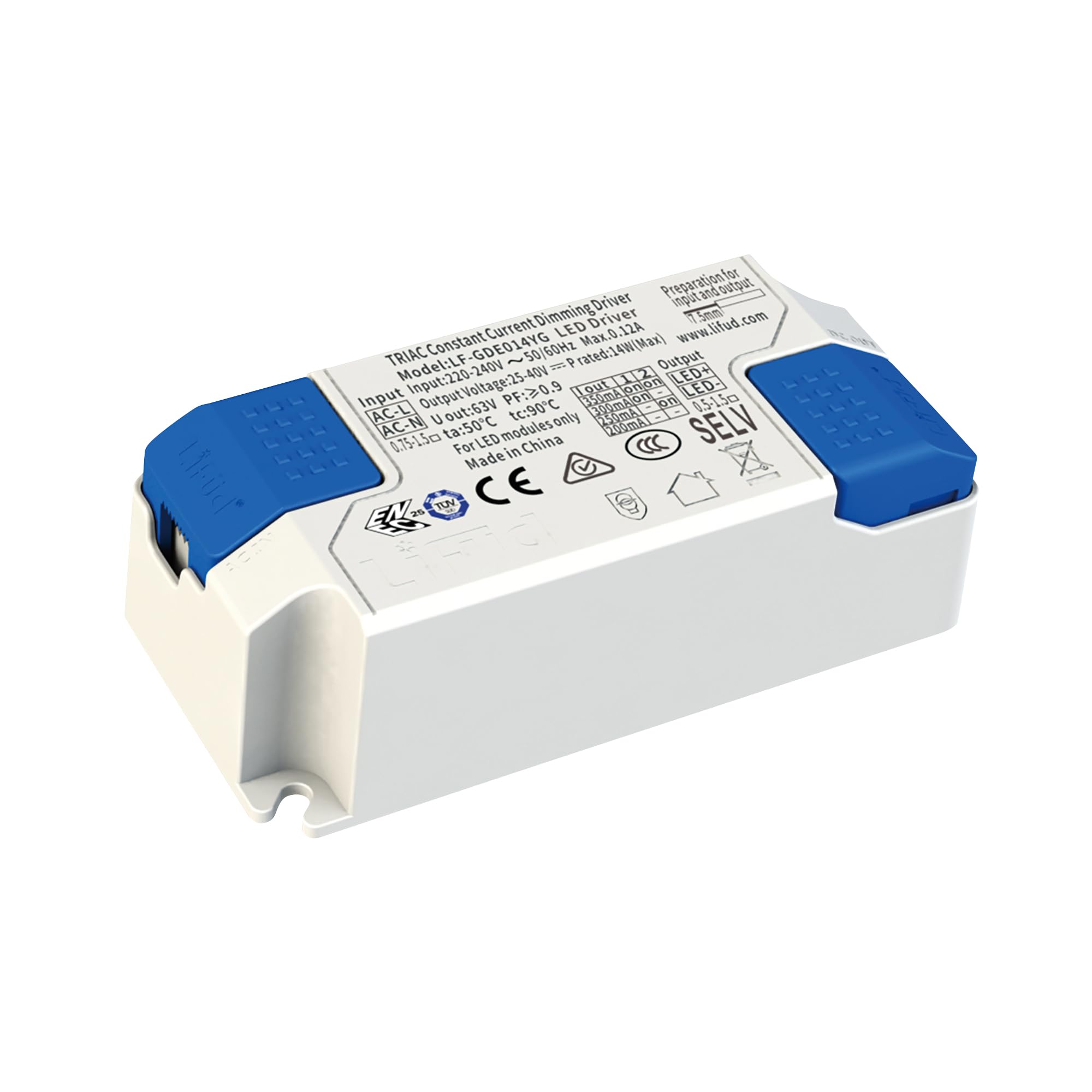 National Lighting LED DRIVER | 14W Constant Current | 25-42 Output Voltage | 350mA Output Current - IP20 Rated for Indoor LED Lighting