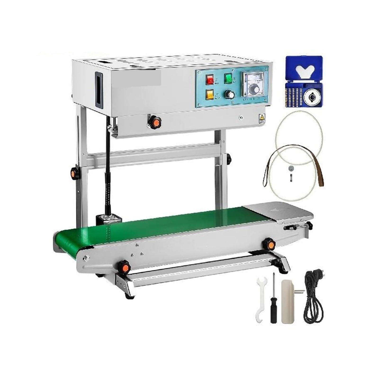 Macchina sigillatrice automatica verticale FR900, a fascia continua, codificatore di data e stampa for il confezionamento alimenti, medicinali semi Per uso fai da te(Type A)