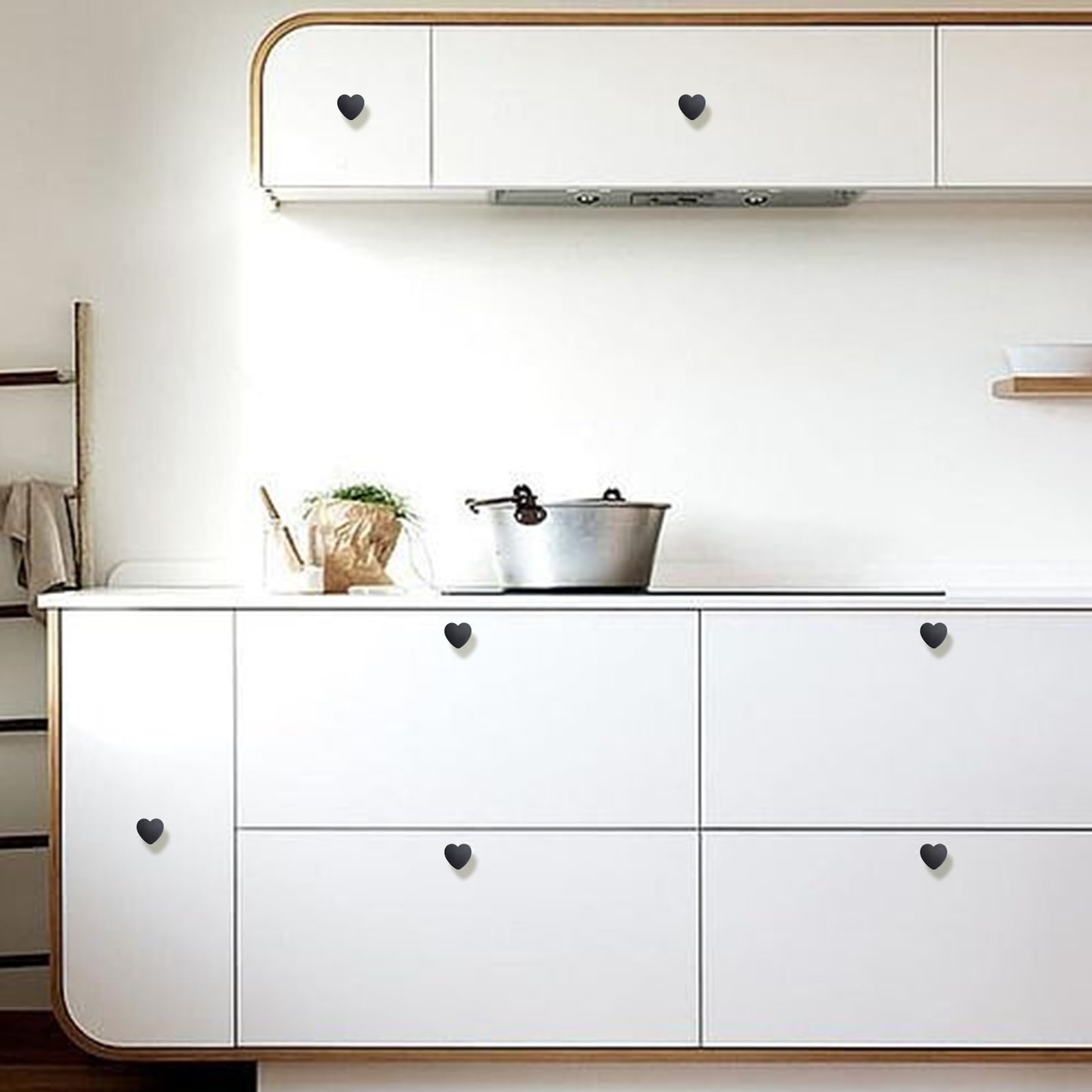 6 pomos de corazón negros con agujero para decoración de muebles, puertas, cajones, armarios, armarios de vino, hogar, 6 unidades