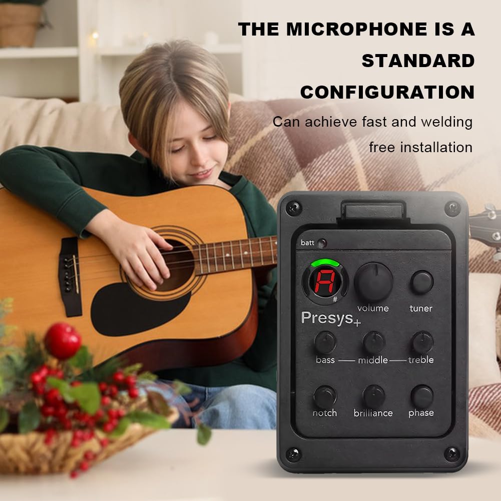 201 Guitare acoustique classique EQ Tuner Piezo Pickup Système de préampli intégré 4 bandes pour Fishman Presys+
