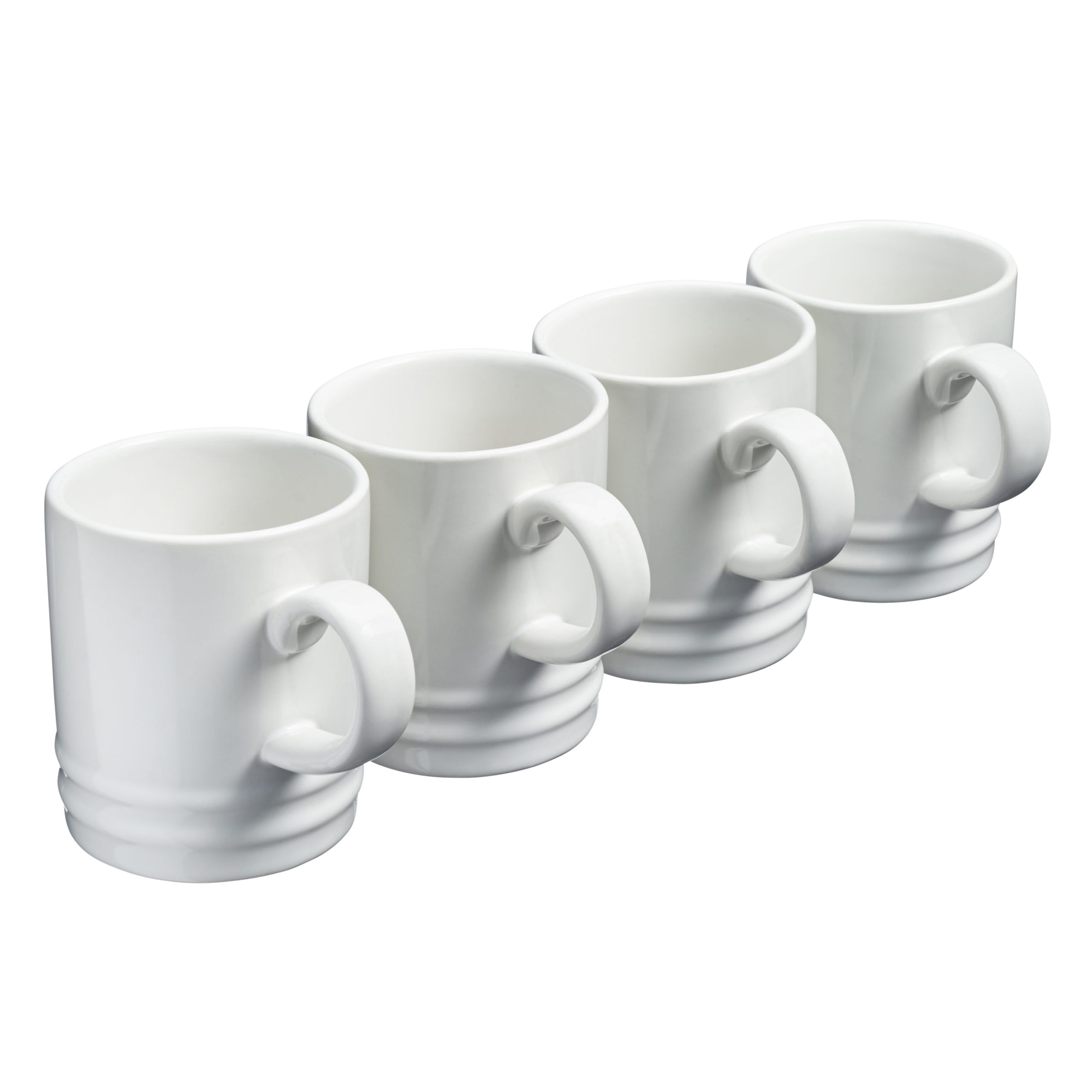 Cooks Professional 4 Piece Colourful Stoneware Mug Set | Tea Coffee Hot Chocolate Drinking Cups | Microwave Dishwasher Refrigerator Freezer Safe | 350ml Capacity | White