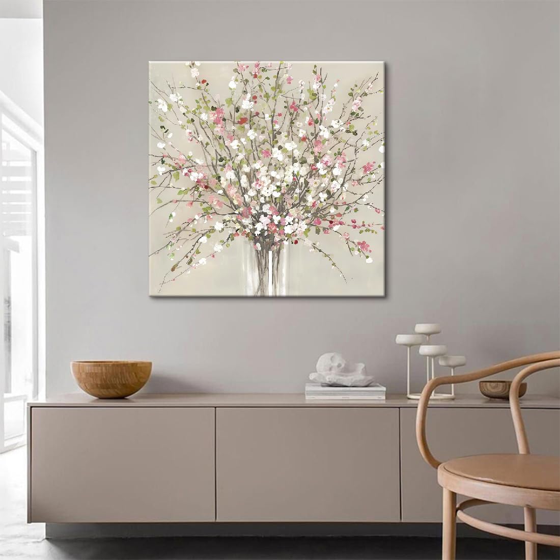 Amazon.co.jp: アートパネル 桃の花 ポスター手描き 絵画 壁画 北欧