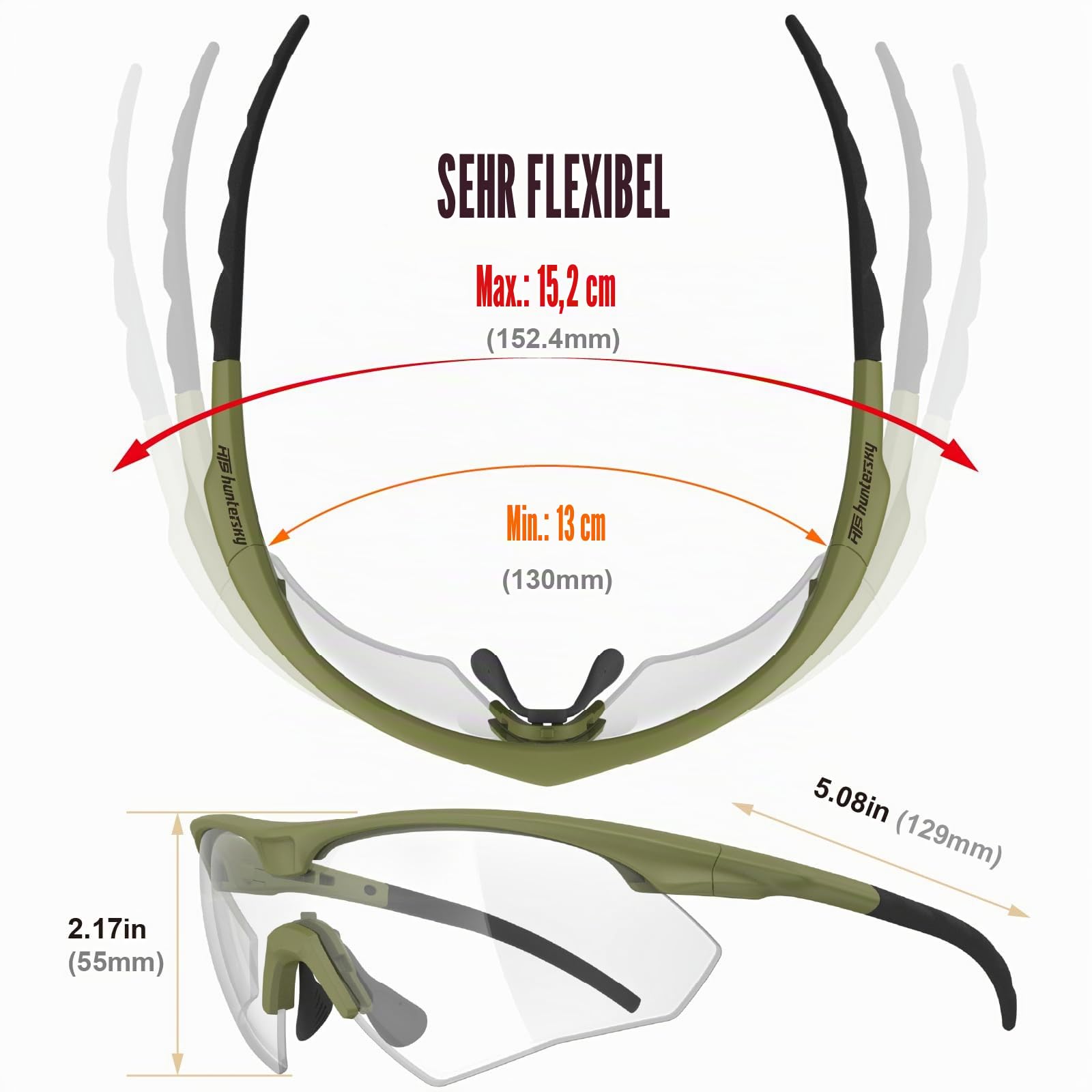 HTS HUNTERSKY S53 Anti-Beschlag Taktische Schießbrille, Ballistischer Augenschutz, für Jagd, Airsoft, Reiten, Pickleball