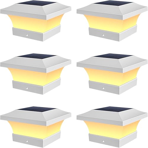 Miniatura 9 de T-SUN Luces solares para postes de poste de 4 x 4, luces solares de madera impermeables para exteriores, luces solares de 6000 K, iluminación LED