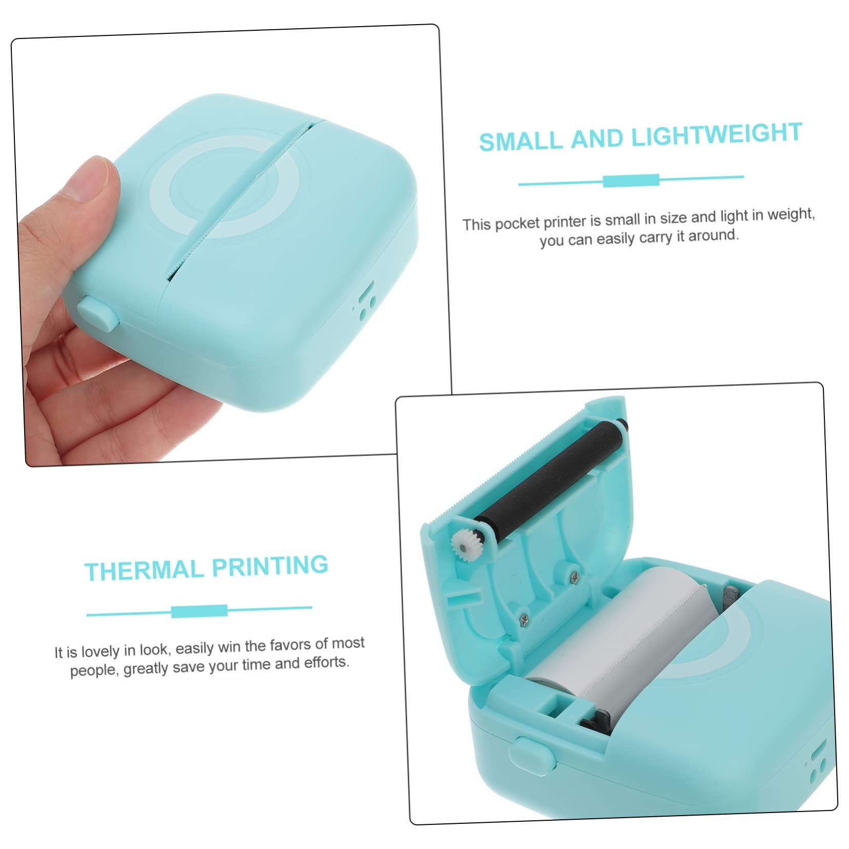 NUOBESTY Stampante Termica Portatile Tascabile senza Inchiostro, 200dpi, con Carta Termica, per Etichette e Ricevute a Casa e Supermercato