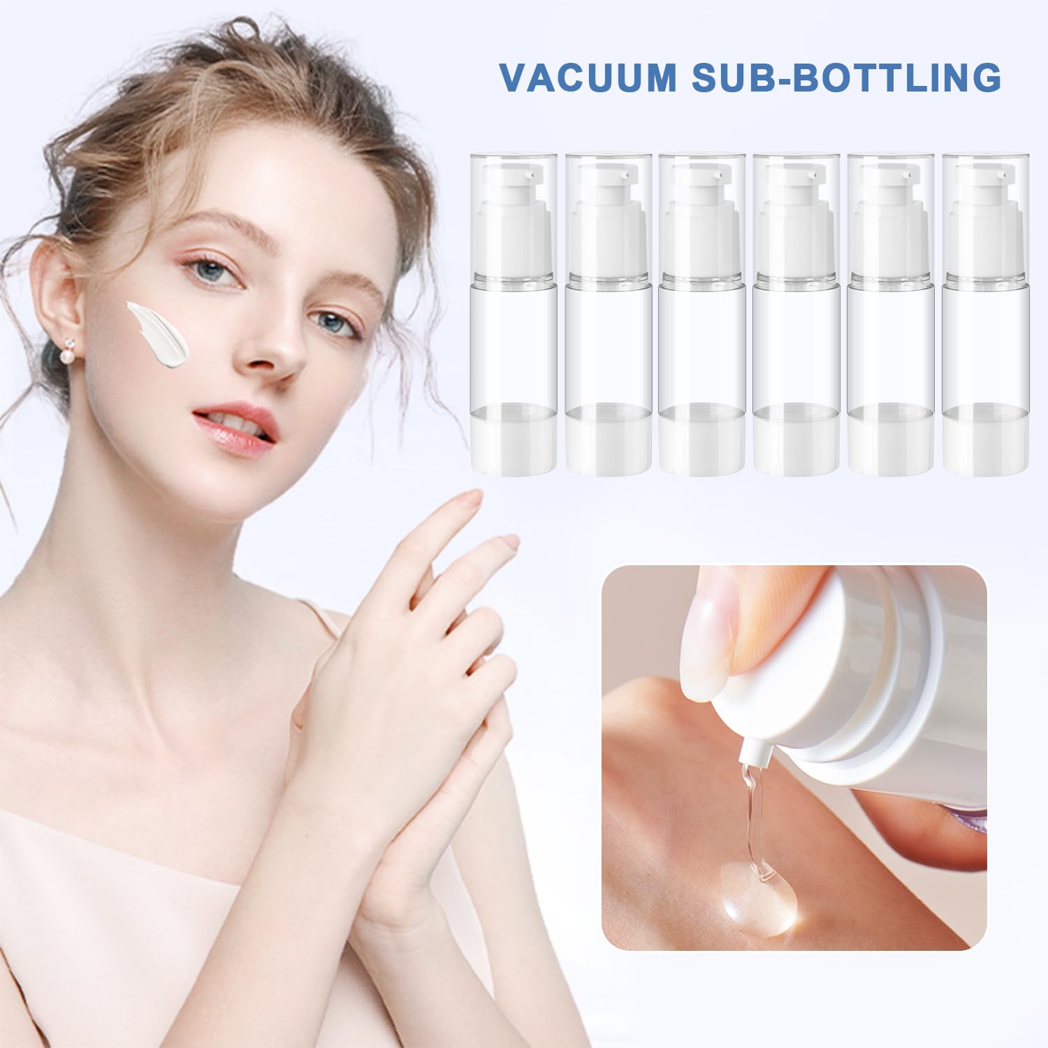 6 flaconi da 30 ml a pompa, ricaricabili vuoti, trasparenti, da viaggio, per fondotinta, essenza, crema, articoli da toeletta