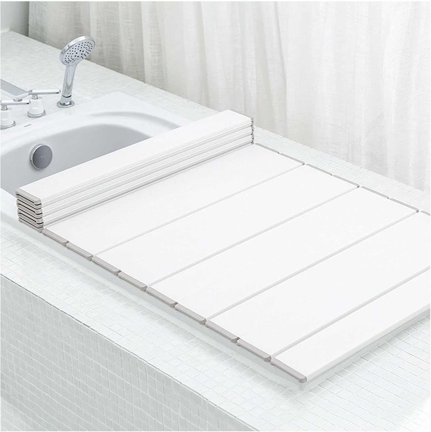 Extendable Bathtub Caddy Bathtub Cover Folding Bath Tray Dust-Proof Cover Insulation Board Bath Table Bath Shelf for a Home Spa Experience (75x120cm)