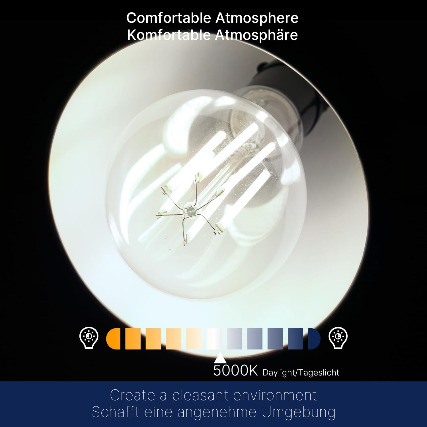 FLSNT Lampadina LED Edison E27, A70 LED Filamento Lampadine 3452LM Super Luminoso, 18W(equivalente 200W), Luce Bianca Fredda 5000K, Non Dimmerabile, Vetro trasparente, Confezione da 4